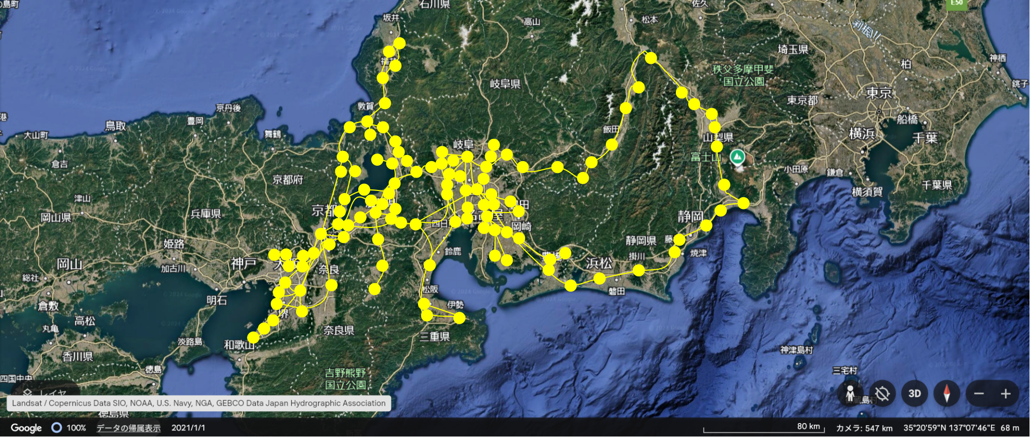 織田信長の足跡