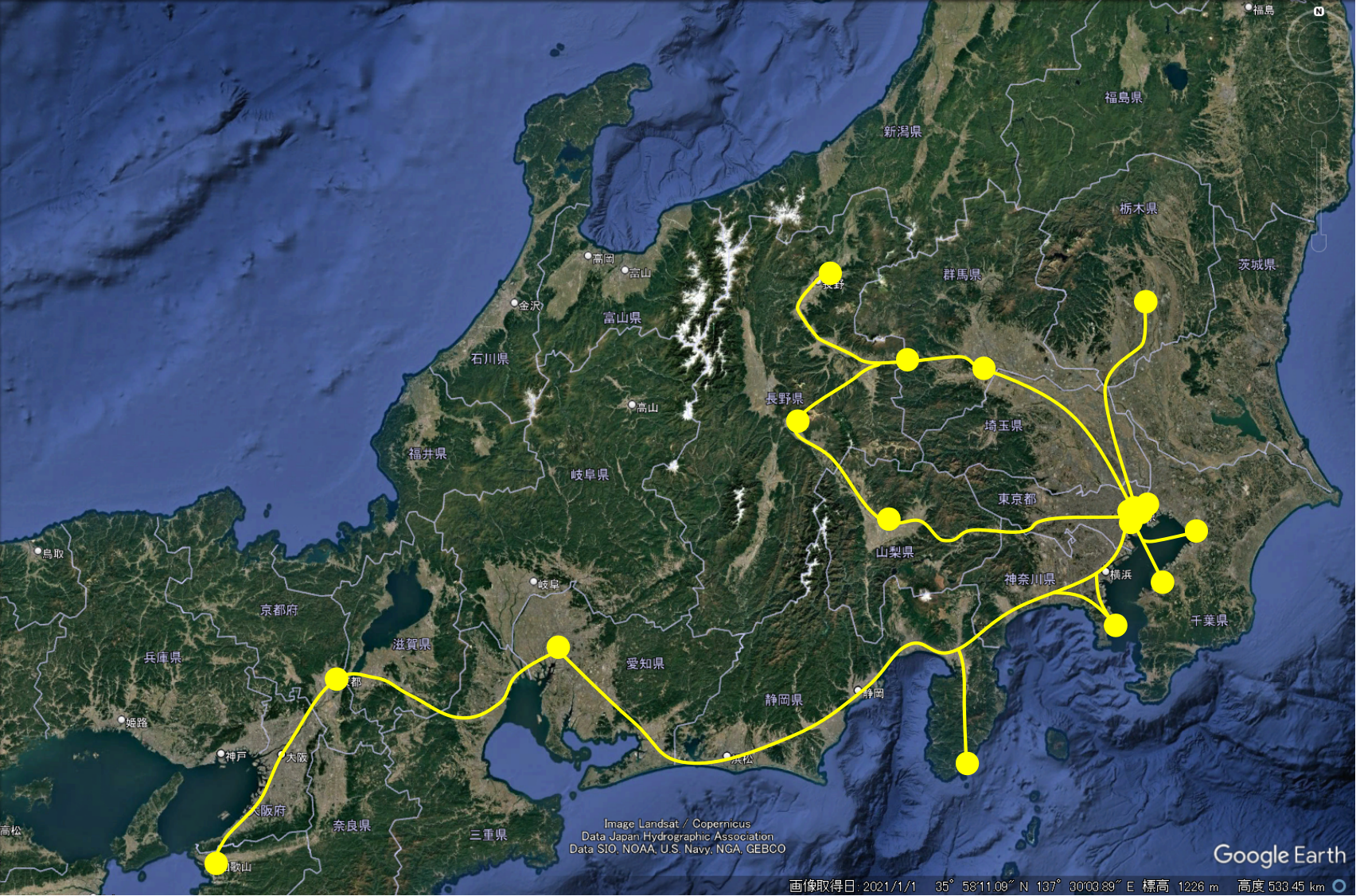 葛飾北斎の足跡